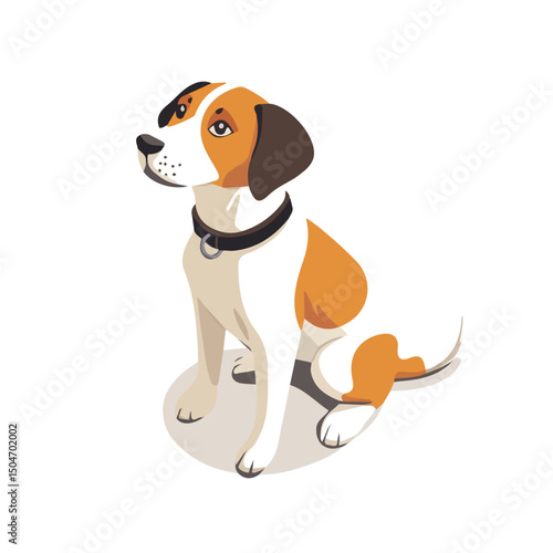 Farm Dog, 2D isometric flat cartoon vector illustration isolated on white background.