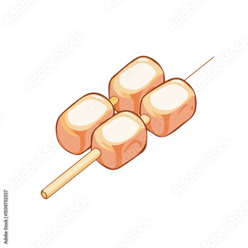 Dango, vector graphic, 2D flat isometric cartoon illustration on white background.
