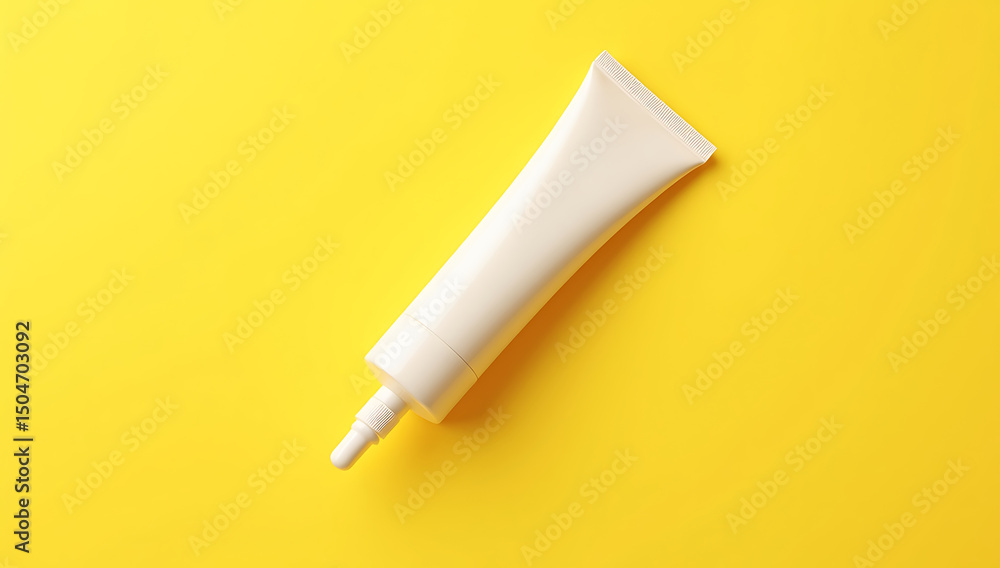 in-studio product shot of a primer, centered on a vibrant, sunny yellow background in-studio product shot of a primer, centered on a vibrant, sunny yellow background