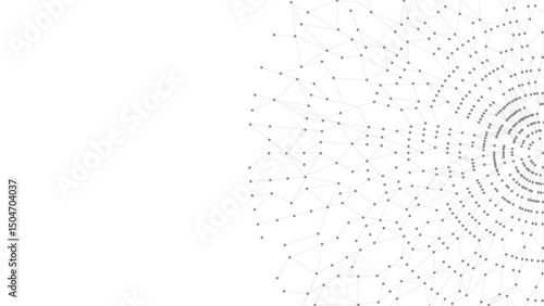 Technology abstract background. Dots connected by lines. Minimalist mesh backdrop with copy space. Abstract polygonal radial shape. Plexus circles.