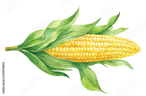 ear of corn, isolated watercolor illustration