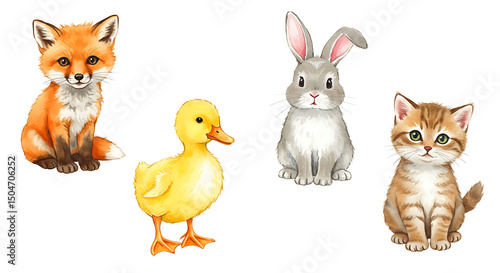 Adorable watercolor baby animals collection
