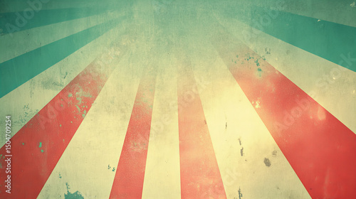 Vintage sunburst background with retro pastel rays and distressed texture, ideal for nostalgic design, poster templates, carnival themes, or circus invitations

