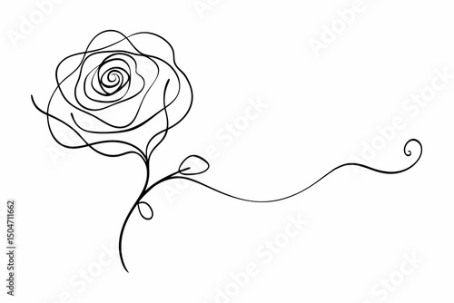 Elegant single line drawing rose flower minimalist design