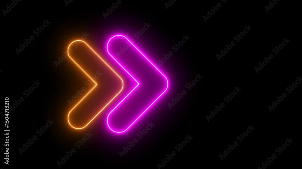 Neon arrows yellow and pink color flickering animation on dark background Glowing neon motion sign, outline neon flashing light back arrow loading animation. Seamless loop Neon arrows yellow and pink color flickering animation on dark background Glowing neon motion sign, outline neon flashing light back arrow loading animation. Seamless loop