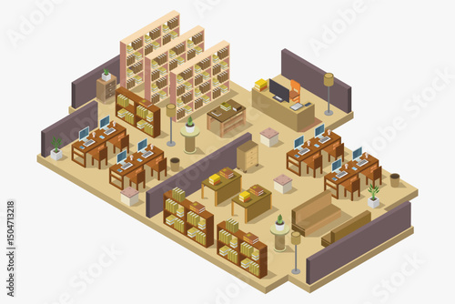 Isometric library room