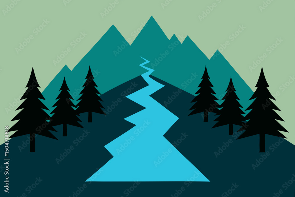 Obraz premium Forest Christmas tree vector illustration pattern for winter holiday season