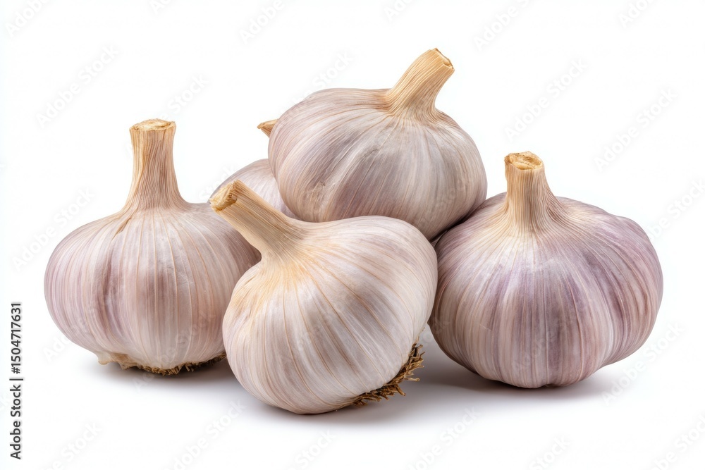 Fototapeta premium Fresh garlic bulbs on white background