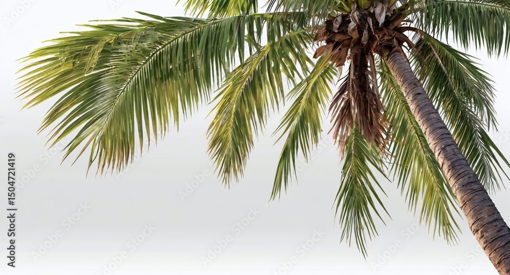 Obraz premium Lush Green Coconut Palm Tree against a Cloudy Sky