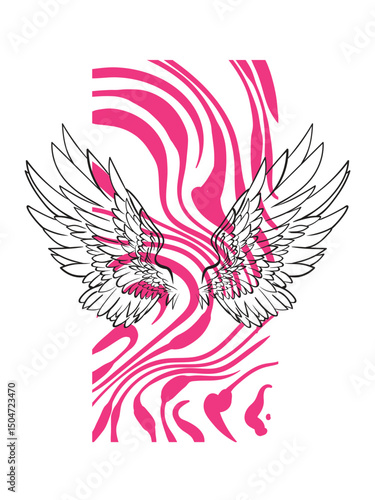 phoenix illustration with japanese style background
