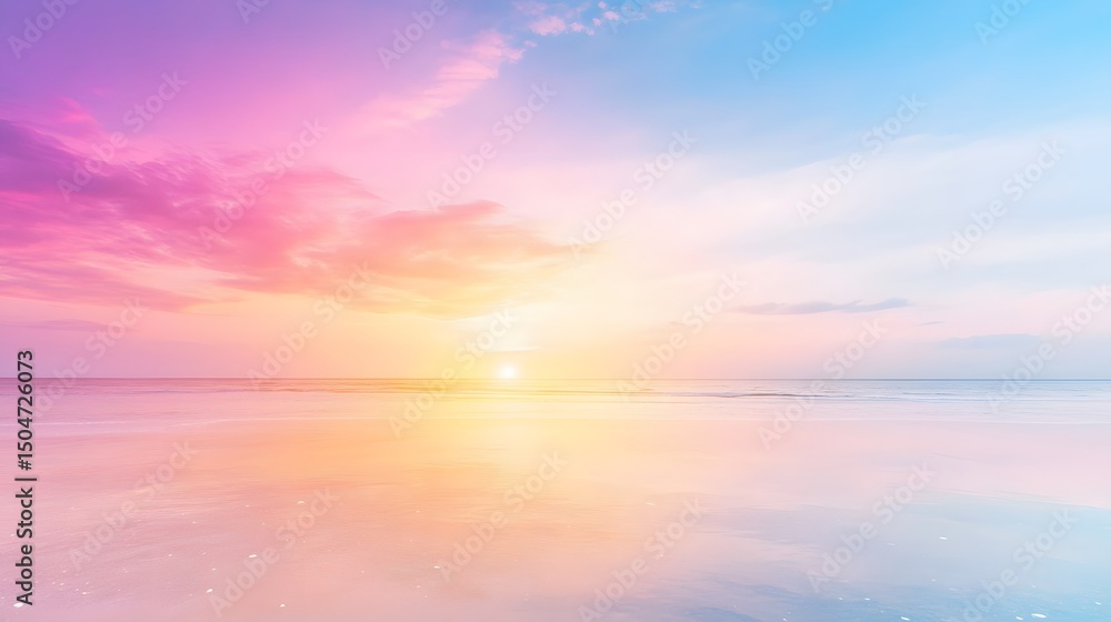 Fototapeta premium Pastel Sunset Beach Ocean Sky Calm Seascape