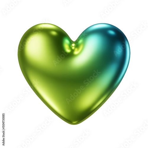 Charming 3D Green Heart on Transparent Backdrop
