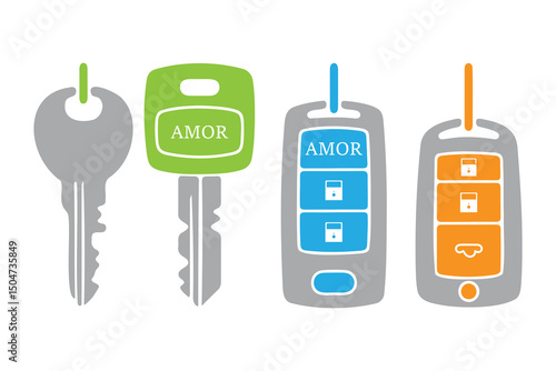 Colorful Car Keys and Remote A Modern Illustration
