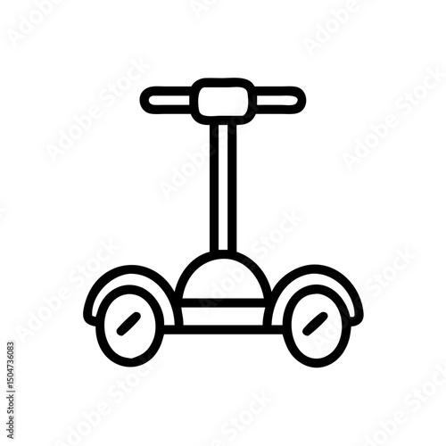 Outline drawing of a personal transporter with two wheels and a handle on a white background image