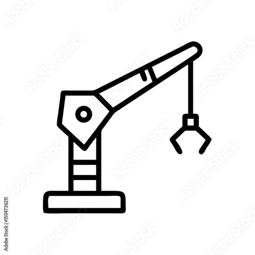 Outlined crane machine with a claw for picking objects in a simple graphic representation