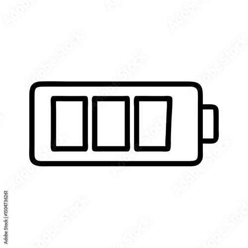 A simple graphic showing a device power source at full capacity with three segments displayed