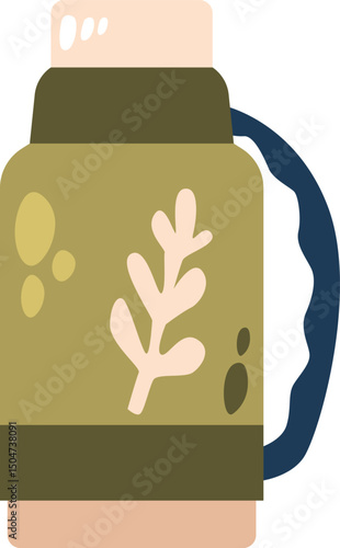 Touristic thermos vacuum flask vector illustration