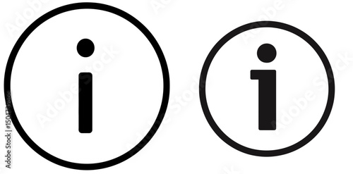 Icon set featuring isolated line art of lowercase 'i' symbols in two sizes for informational purposes