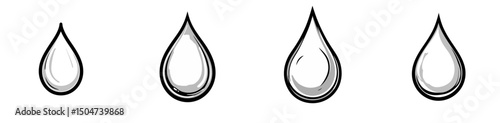 Simple line art design of isolated water droplets in various sizes for clean and minimalist decoration