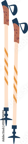 Trekking poles alpinist equipment vector illustration
