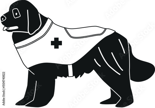 Trained rescue dog vector illustration