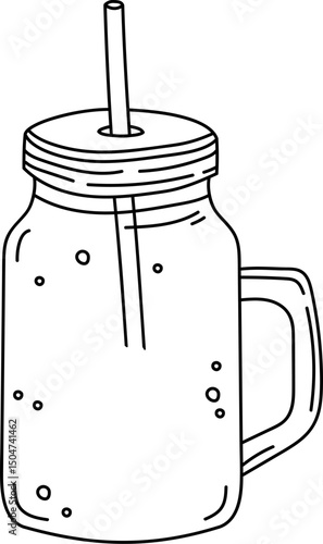 Mason Jar with Straw Sketch