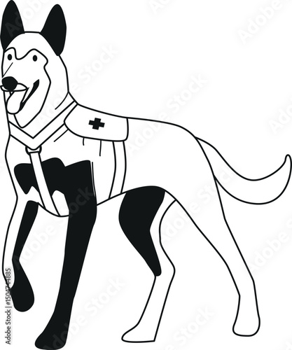 Rescue retriever dog vector illustration