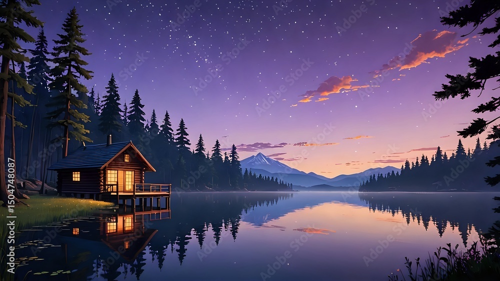 Fototapeta premium sunset over lake