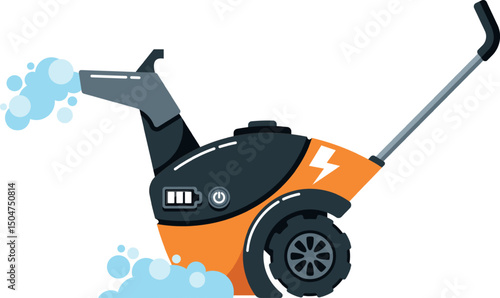 Electric snowplower technique vector illustration