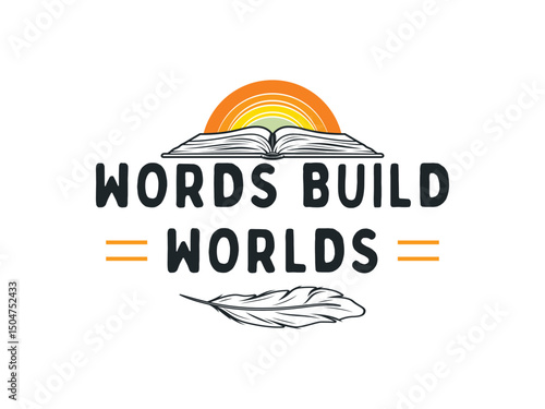 Words build worlds inspirational book lover t shirt design 