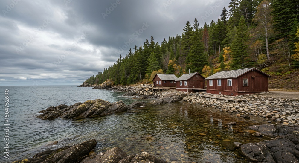 Naklejka premium a rocky shore