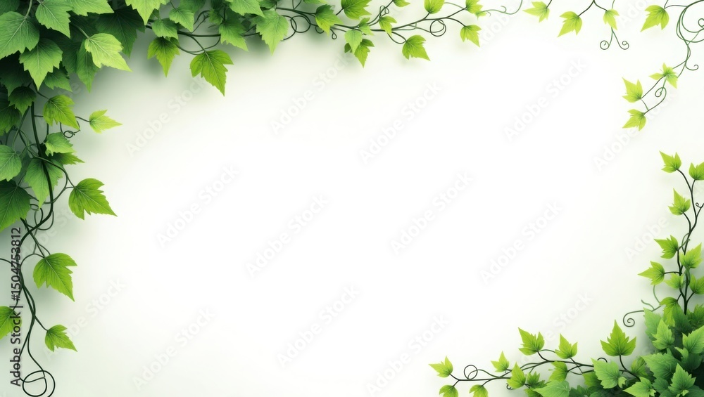 Green ivy vines frame blank space Green ivy vines frame blank space