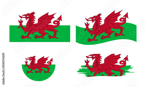 Wales flag in different shapes