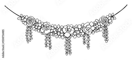 floral wedding garland with hanging flowers sketch