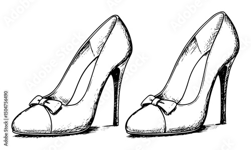 high heel shoes bridal fashion sketch illustration