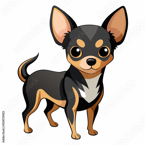 Cute and Curious Chihuahua Vector – Puppy Illustration