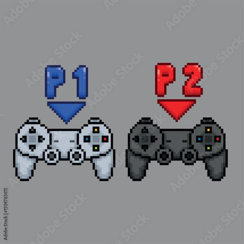 Player 1 and player 2 controls, pixel art