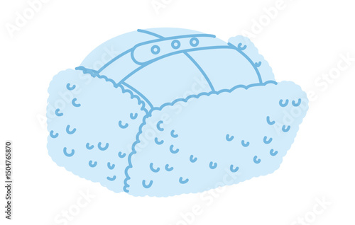 Ushanka Trapper Hat. Winter Head Fashion accessory cap with fur clothing technical illustration. Vector headgear for Men, women, unisex style, flat template CAD mockup sketch outline isolated