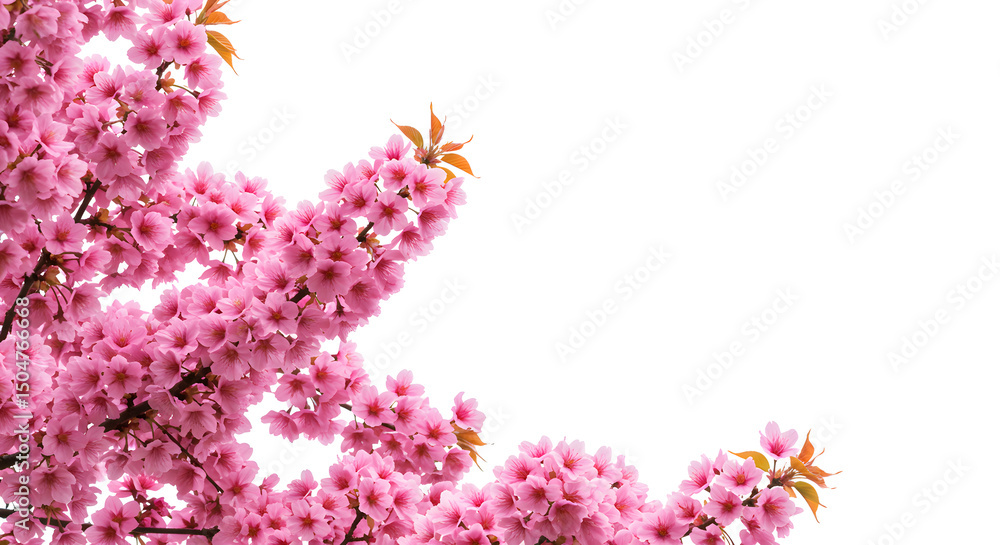Fototapeta premium Springtime Cherry Tree with Pink Sakura Flowers: A Beautiful Floral Background and Garden Beauty