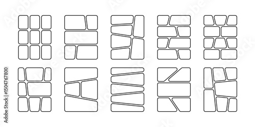 Set of comic book templates. Anime page panels isolated on white background. Grids for manga storyboard. Layouts for photo collage, magazine, poster or moodboard. Vector graphic illustration.
