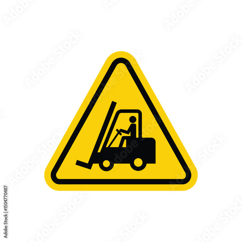 Warning Forklift Trucks Symbol. Beware Of Forklifts Safety Sign. Danger triangle symbol for mobile and web concept
