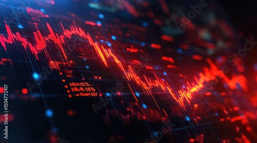 Wallpaper Mural Market volatility, abstract graph lines in chaos, 3D illustration. Torontodigital.ca