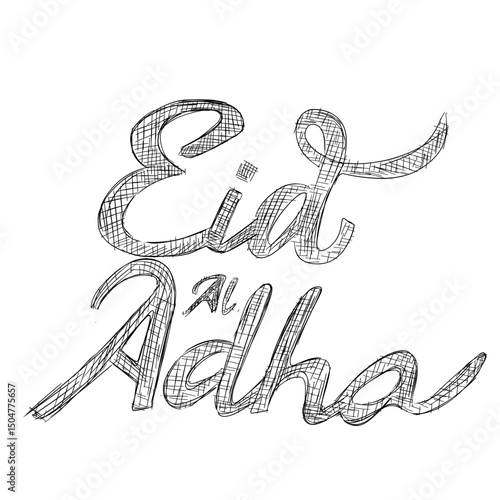 eid al adha writing abstract vector line art hand drawn illustration 