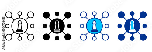 Digital Strategy  Icon Set Multiple Style Vector Illustration