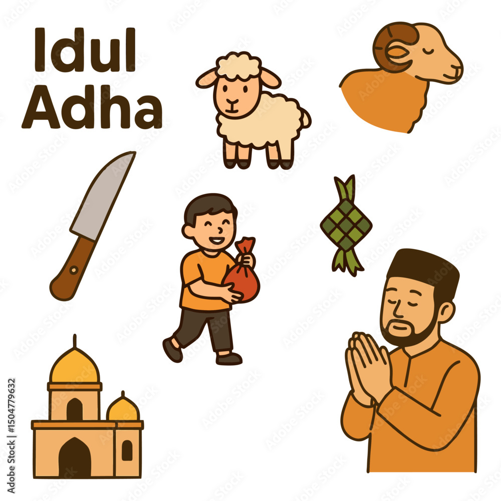 Fototapeta premium Eid al Adha Vector Elements. Islamic and Traditional Theme