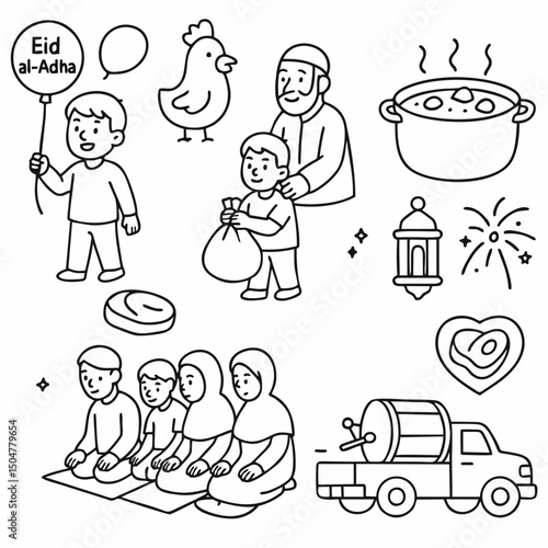 Eid al Adha Vector Elements. Islamic and Traditional Theme