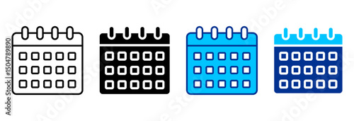Calendar Icon Set Multiple Style Vector Illustration