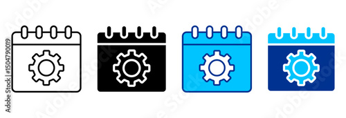 Gear Icon Set Multiple Style Vector Illustration