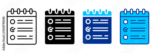 Schedule Icon Set Multiple Style Vector Illustration