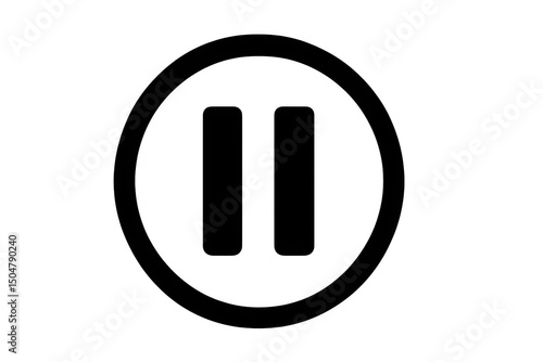 Simple black pause button icon isolated on a transparent background, perfect for multimedia projects